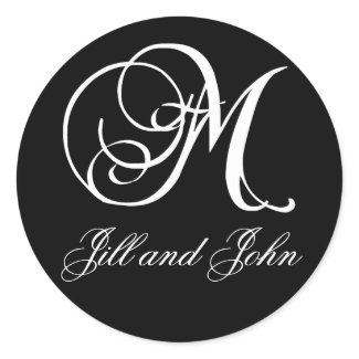 Elegant Black and White Monogram M Names Stickers sticker