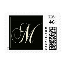 Elegant Black and White Monogram - M Stamp