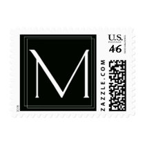 Elegant Black and White monogram M Postage stamps