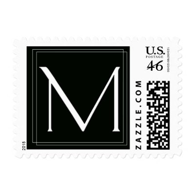 Elegant Black and White monogram M Postage