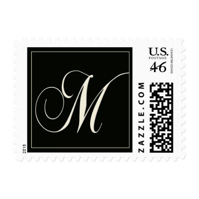 Elegant Black and White Monogram - M Stamp