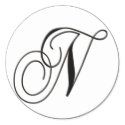 Elegant Black and White Monogram N stickers by aslentz Elegant Black and White Monogram N stickers