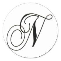 Elegant Black and White Monogram N stickers by aslentz Elegant Black and White Monogram N stickers