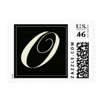 Elegant Black and White Monogram - O postage by aslentz Elegant Black and White Monogram - O postage