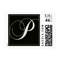 Elegant Black and White Monogram - P postage by aslentz Elegant Black and White Monogram - P postage