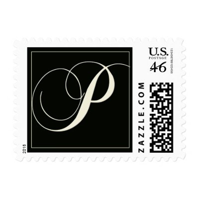 Elegant Black and White Monogram - P Postage Stamps