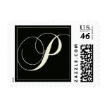 Elegant Black and White Monogram - P Postage Stamps