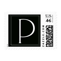 Elegant Black and White monogram P Postage stamps
