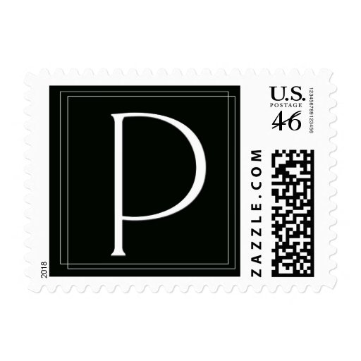 Elegant Black and White monogram P Postage