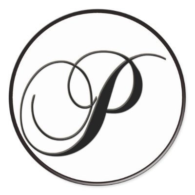 Elegant Black and White Monogram P Round Stickers