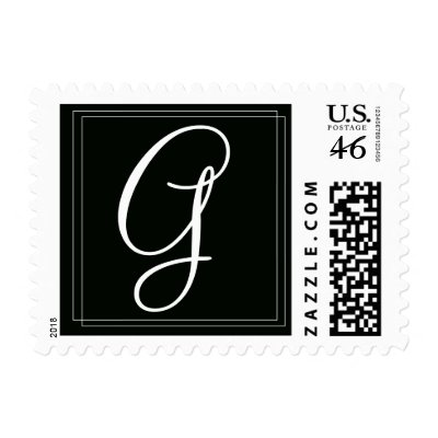 Elegant Black and White Monogram Postage Stamps by aslentz