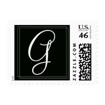 Elegant Black and White Monogram Postage Stamps