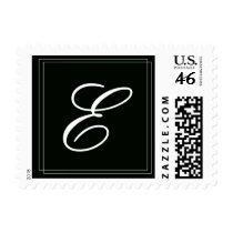 Elegant Black and White Monogram postage by aslentz Elegant Black and White Monogram postage