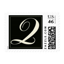 Elegant Black and White Monogram - Q stamps