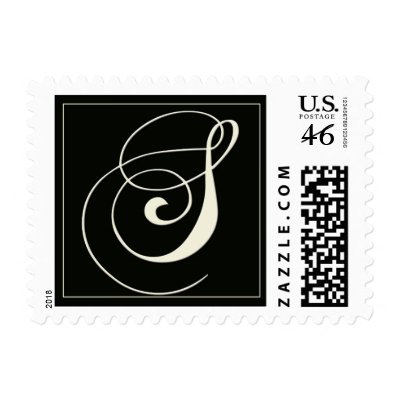 Elegant Black and White Monogram - S Postage Stamps