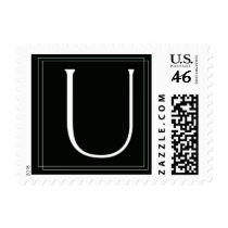 Elegant Black and White monogram U Postage stamps