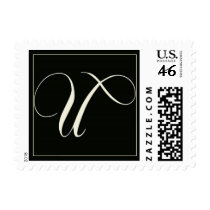 Elegant Black and White Monogram - U stamps