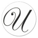 Elegant Black and White Monogram U stickers by aslentz Elegant Black and White Monogram U stickers
