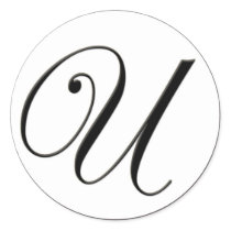 Elegant Black and White Monogram U stickers by aslentz Elegant Black and White Monogram U stickers