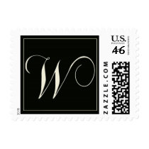 Elegant Black and White Monogram - W postage by aslentz Elegant Black and White Monogram - W postage