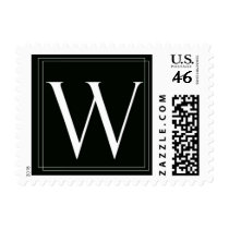 Elegant Black and White monogram W Postage postage by aslentz Elegant Black and White monogram W Postage postage
