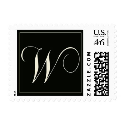 Elegant Black and White Monogram - W Stamp