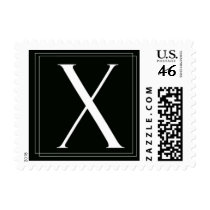 Elegant Black and White monogram X Postage postage