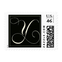 Elegant Black and White Monogram - Y postage