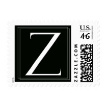 Elegant Black and White monogram Z Postage postage