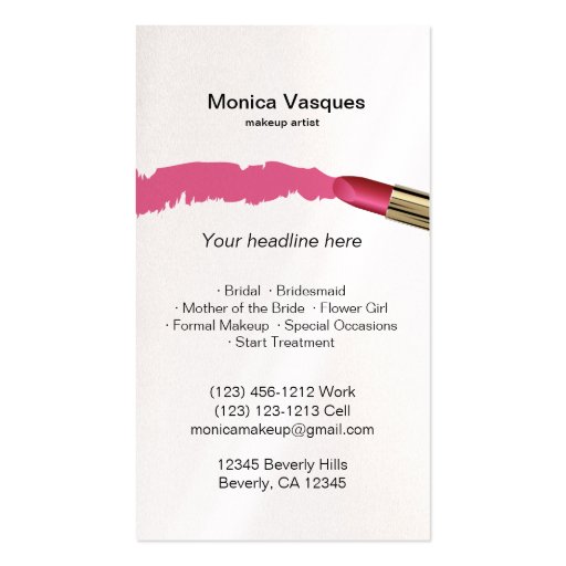 Elegant Black and White Pearl Makeup Artist Business Card Template (back side)