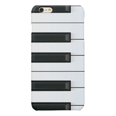 Elegant Black and White Piano Keys Pattern Glossy iPhone 6 Plus Case