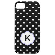 Elegant black and white polka dots monogram iPhone 5 cases