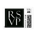 Elegant Black and White RSVP postage by aslentz Elegant Black and White RSVP postage