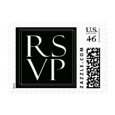 Elegant Black and White RSVP Stamp