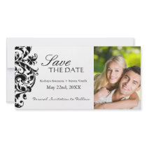 Elegant Black and White Save The Date Photo Card