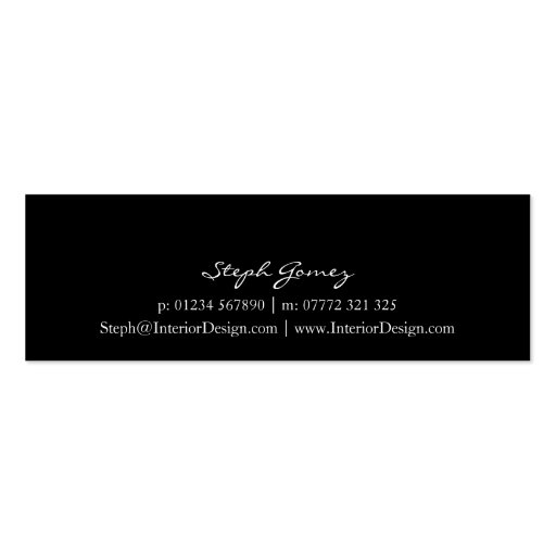 Elegant Black and White Script Font Profile Card Business Card Template (back side)