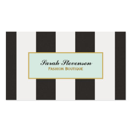 Elegant Black and White Stripes Fashion Boutique Business Cards