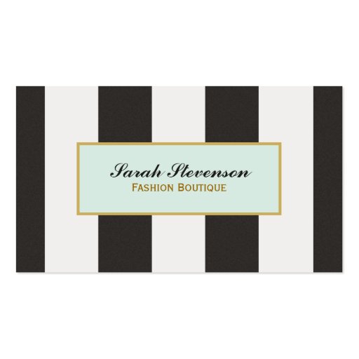 Elegant Black and White Stripes Fashion Boutique Business Cards (front side)