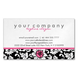 Elegant Black And White Vintage Floral Damasks Magnetic Business Cards (Pack Of 25)