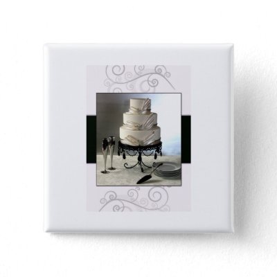 Elegant black and white wedding cake pins by perfectpostage