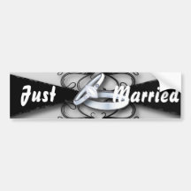 Elegant Black and White Wedding Favor Bumper Stickers