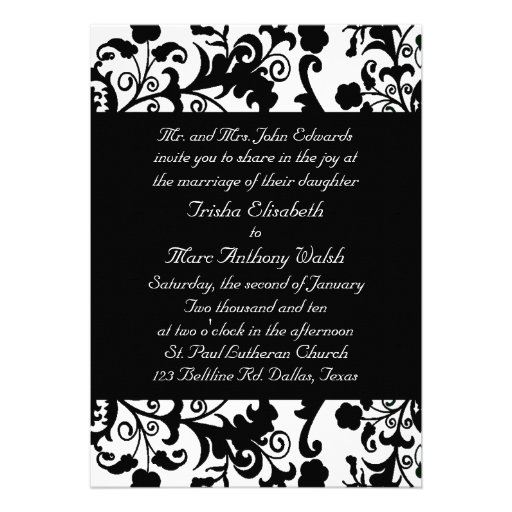 Elegant black and white Wedding Invitation