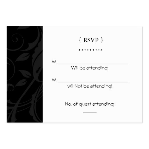 Elegant Black and White Wedding Reply Cards Business Card Template (back side)