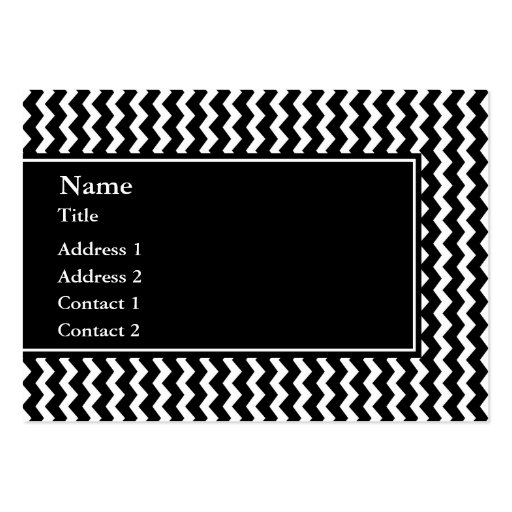 Elegant Black and White Zigzag Pattern Business Cards (front side)