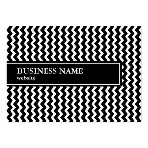 Elegant Black and White Zigzag Pattern Business Cards (back side)