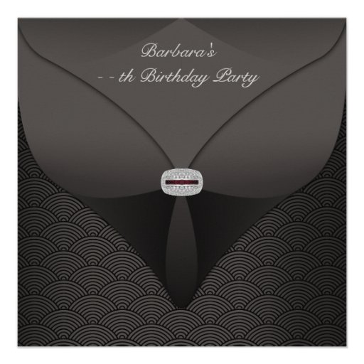 Elegant Black Birthday Party Announcements (front side)