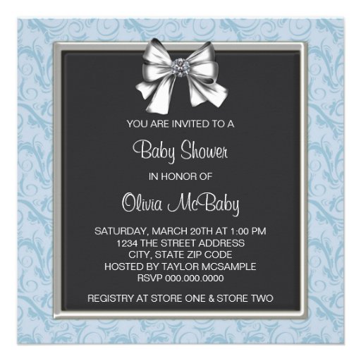 Elegant Black Blue Baby Boy Shower Announcement