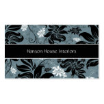 Elegant Black Blue White Floral Business Card