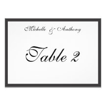 Elegant Black Border Reception Table Card Custom Invitations