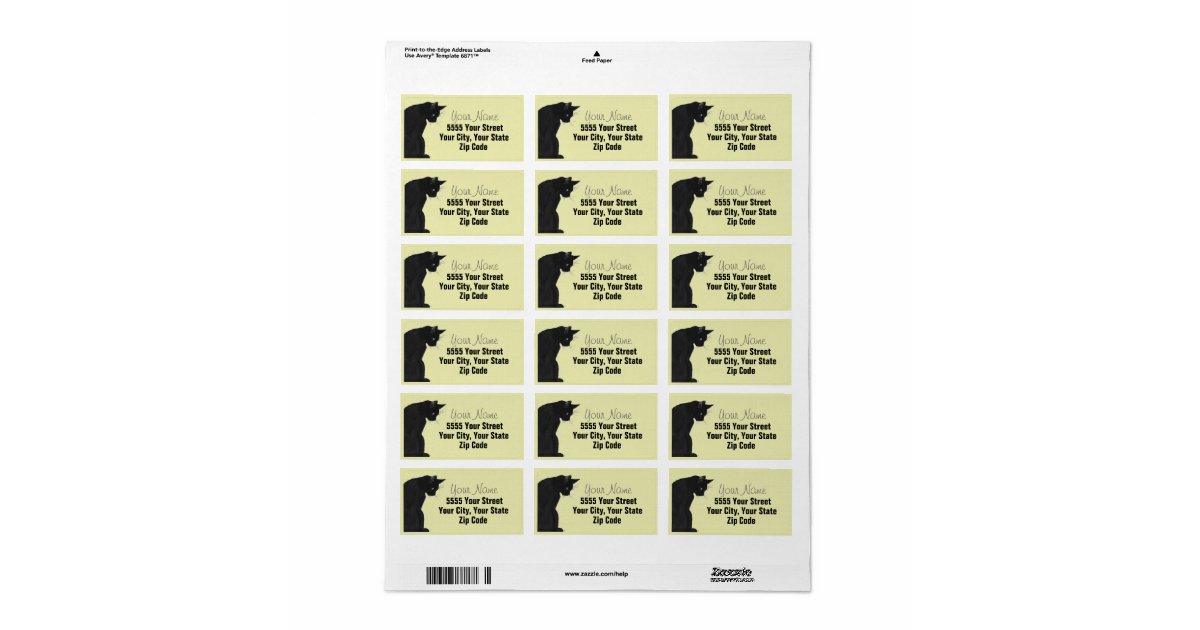 Elegant Black Cat Address Labels Zazzle